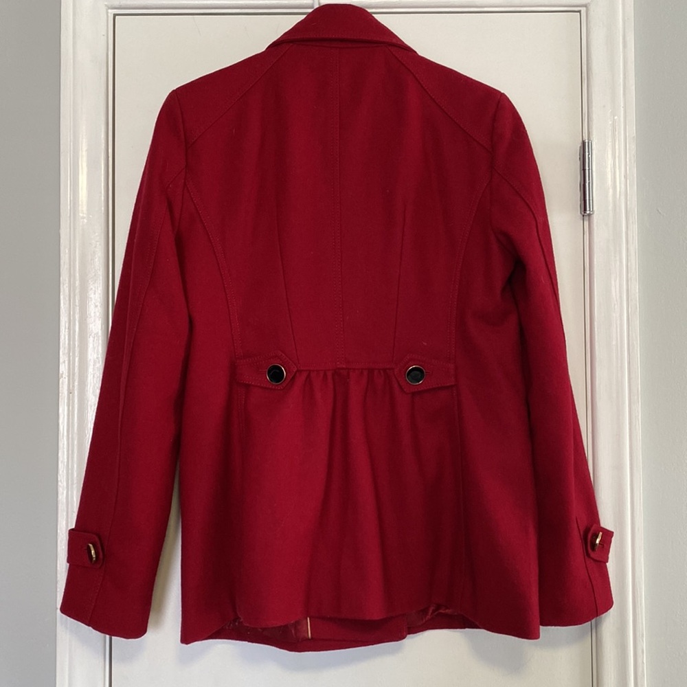 Express Red Pea Coat - Picture 2 of 3